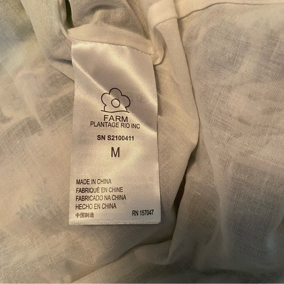 FARM RIO BLUE PALMS BALLOON SLEEVE DRESS SIZE MEDIUM NEW with TAGS - Picture 12 of 16